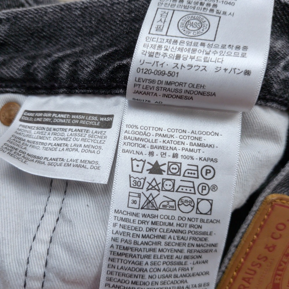 Levis Premium 501 93 Mens Washed Black Gray Denim Cut Off Shorts Size 36 - Picture 4 of 12